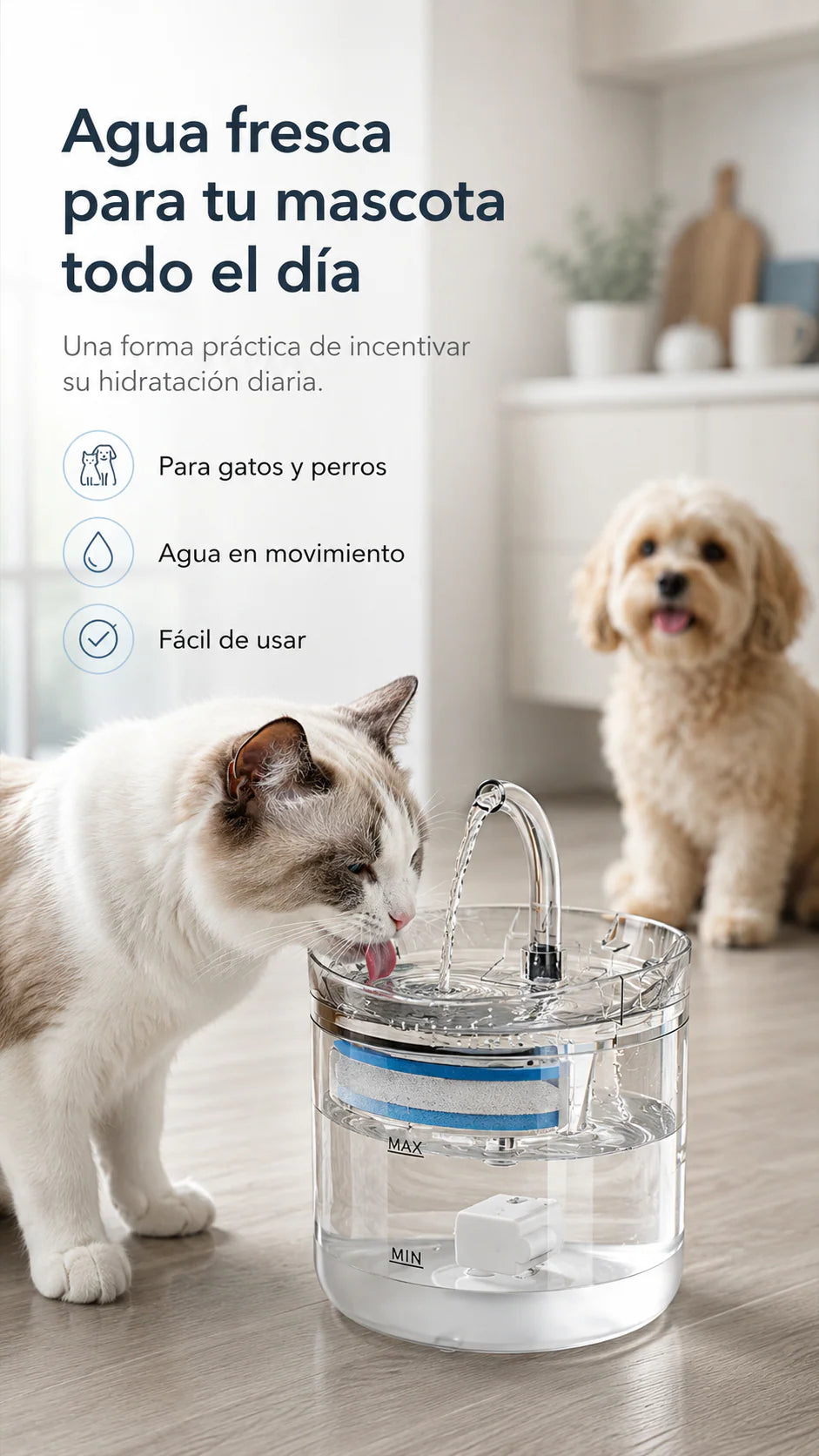Fuente de Agua para Gatos y Perros